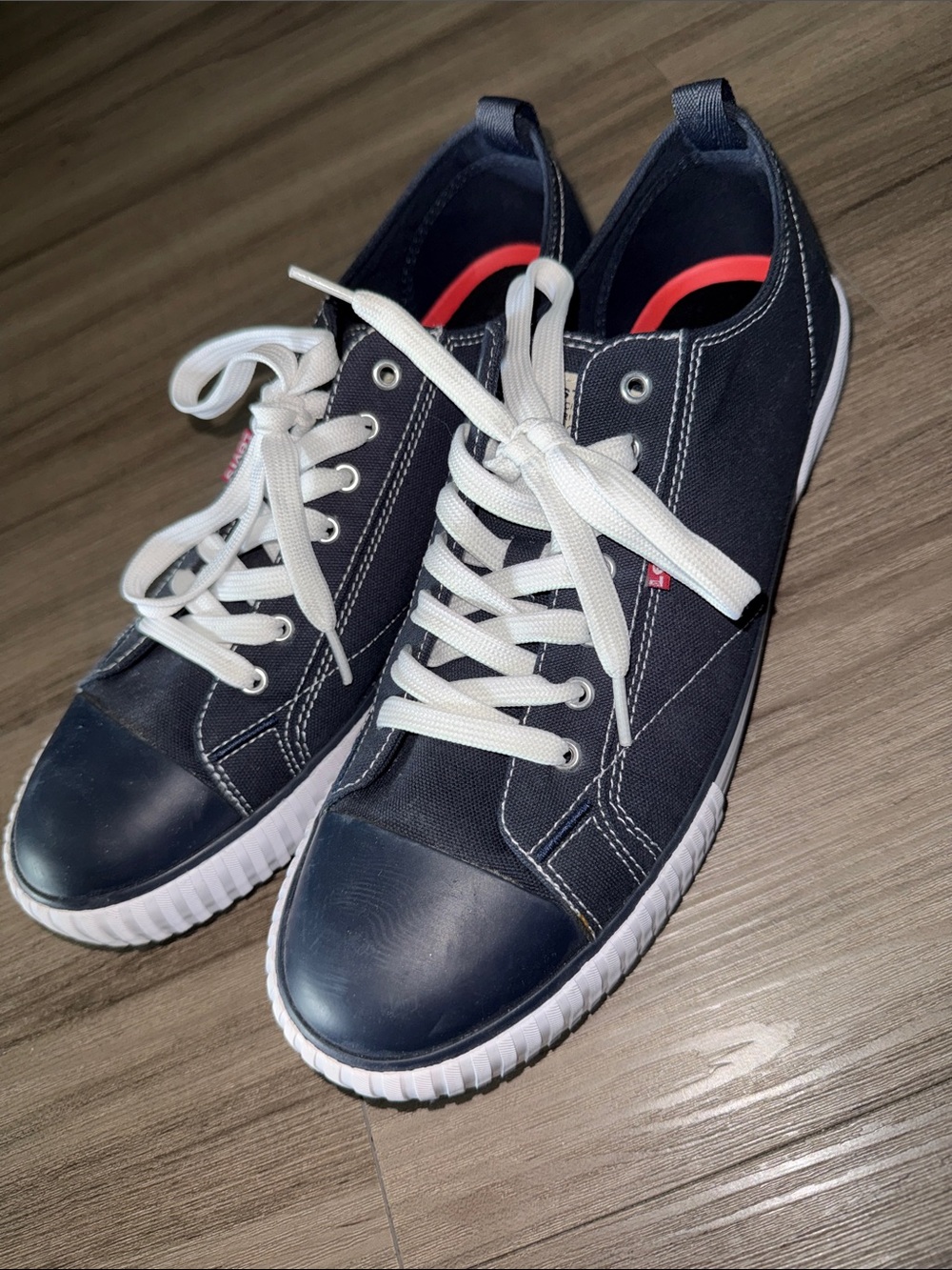 Levi's Navy Canvas Lace-Up Sneakers with White Accents